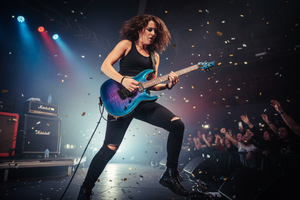 playing electric guitar